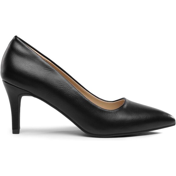 Dream Pair Women's Black-pu Faux Leather Kucci Pointed Toe High Heel Pumps Shoes - Picture 2 of 5